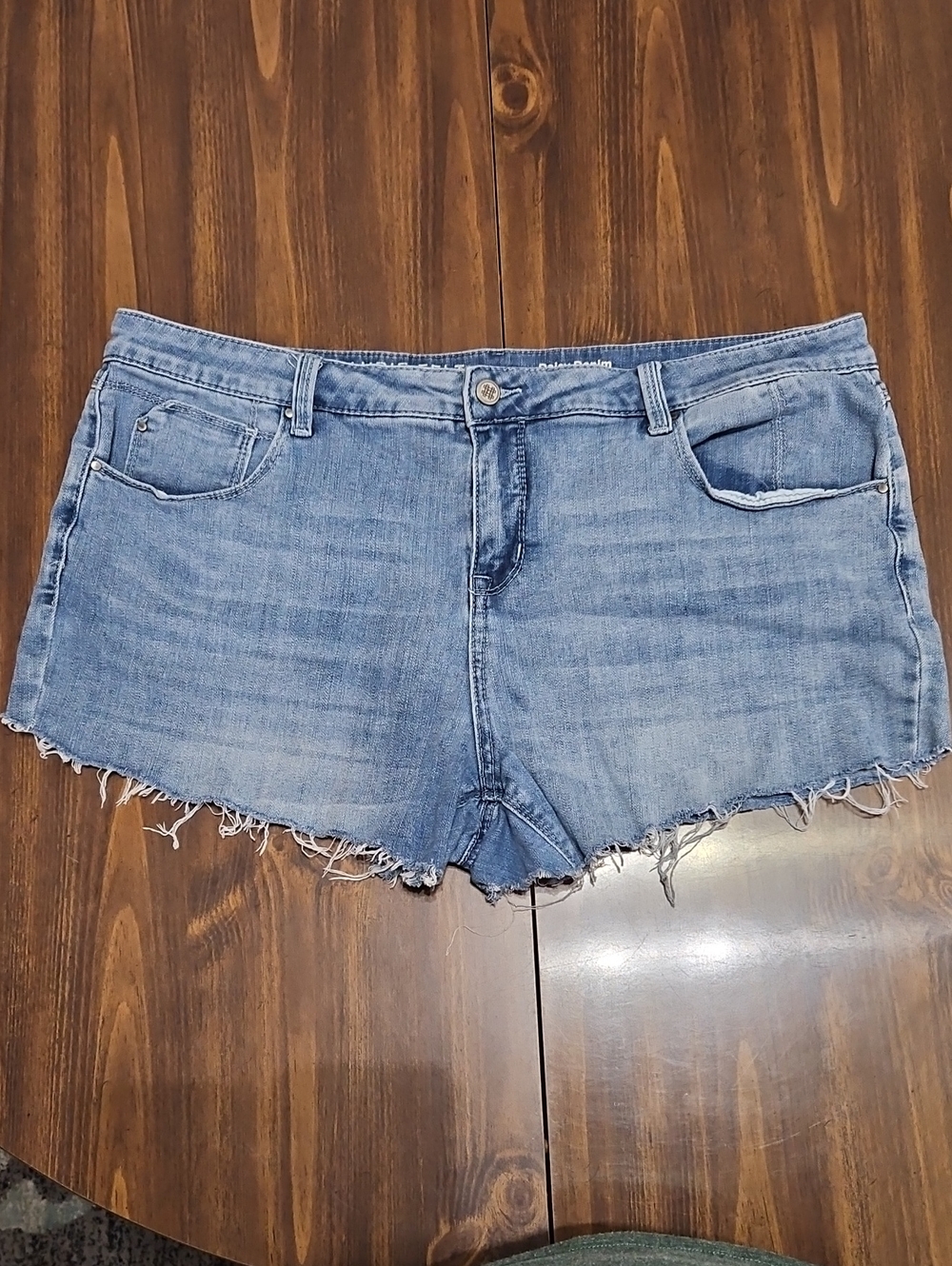 Laurie Felt Light Blue Frayed Hem Denim Shorts